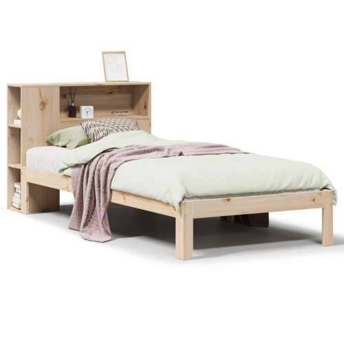 Krevet s regalom za knjige bez madraca 90x190 cm od borovine - Prirodna 90 x 190 cm Cijena