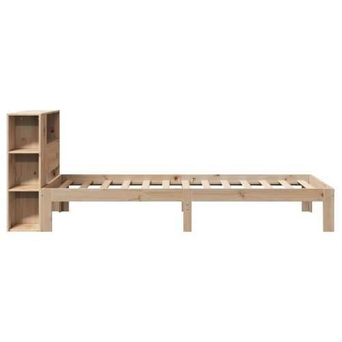 Krevet s regalom za knjige bez madraca 90x190 cm od borovine - Prirodna 90 x 190 cm Cijena