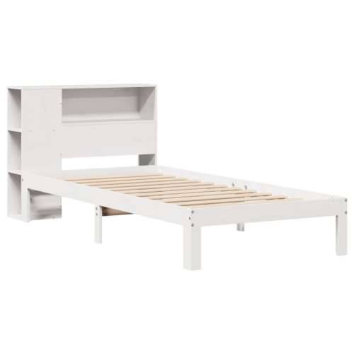 Krevet s regalom z knjige bez madraca bijeli 100x200cm borovina - Bijela 100 x 200 cm Cijena