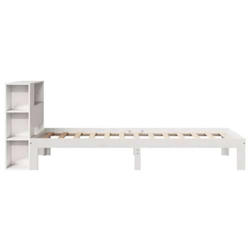 Krevet s regalom z knjige bez madraca bijeli 100x200cm borovina - Bijela 100 x 200 cm Cijena