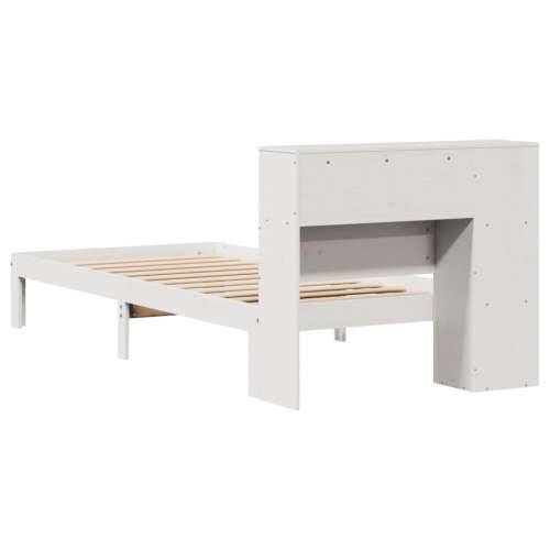 Krevet s regalom z knjige bez madraca bijeli 100x200cm borovina - Bijela 100 x 200 cm Cijena