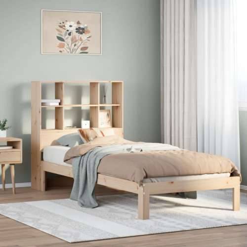 Krevet s regalom za knjige bez madraca 90x190 cm od borovine - Prirodna 90 x 190 cm Cijena