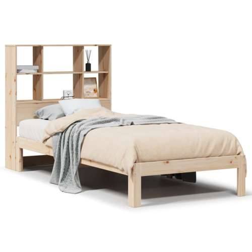 Krevet s regalom za knjige bez madraca 90x190 cm od borovine - Prirodna 90 x 190 cm Cijena