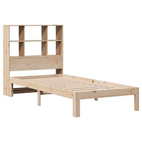 Krevet s regalom za knjige bez madraca 90x190 cm od borovine - Prirodna 90 x 190 cm Cijena