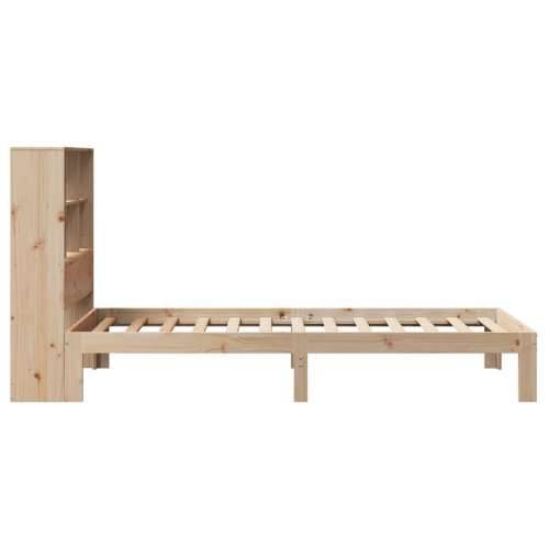 Krevet s regalom za knjige bez madraca 90x190 cm od borovine - Prirodna 90 x 190 cm Cijena