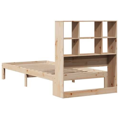 Krevet s regalom za knjige bez madraca 90x190 cm od borovine - Prirodna 90 x 190 cm Cijena