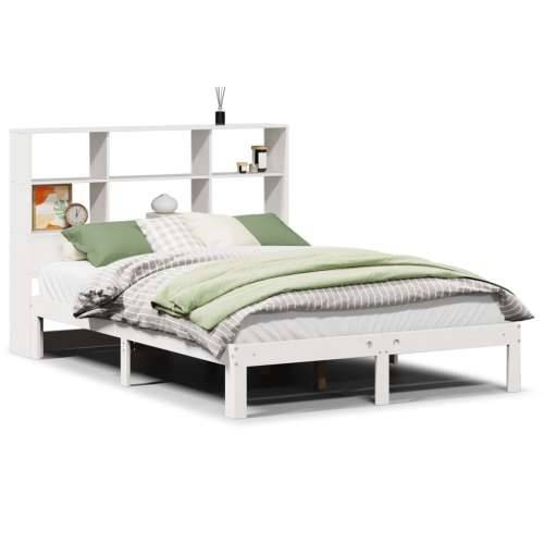 Krevet s regalom z knjige bez madraca bijeli 140x190cm borovina - Bijela 140 x 190 cm Cijena