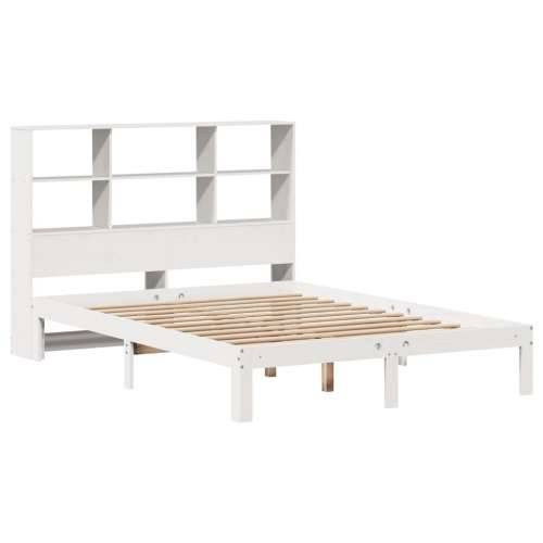 Krevet s regalom z knjige bez madraca bijeli 140x190cm borovina - Bijela 140 x 190 cm Cijena