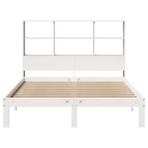 Krevet s regalom z knjige bez madraca bijeli 140x190cm borovina - Bijela 140 x 190 cm Cijena