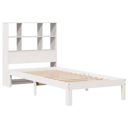 Krevet s regalom za knjige bez madraca bijeli 90x200cm borovina - Bijela 90 x 200 cm Cijena