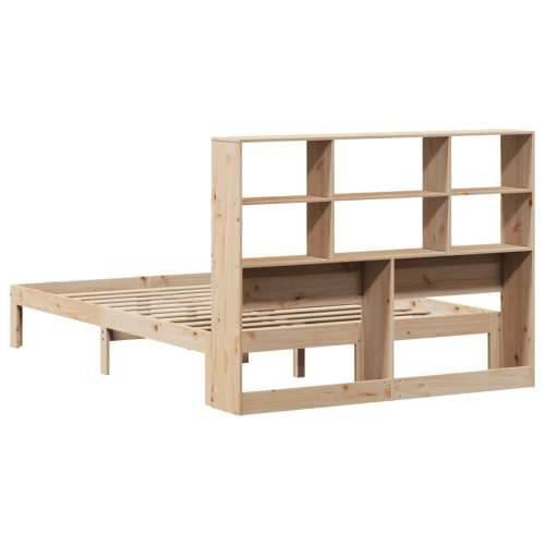 Krevet s regalom za knjige bez madraca 120x200 cm od borovine - Prirodna 120 x 200 cm Cijena