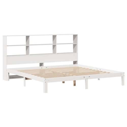 Krevet s regalom z knjige bez madraca bijeli 180x200cm borovina - Bijela 180 x 200 cm Cijena