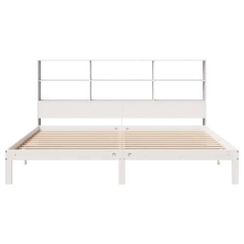 Krevet s regalom z knjige bez madraca bijeli 180x200cm borovina - Bijela 180 x 200 cm Cijena