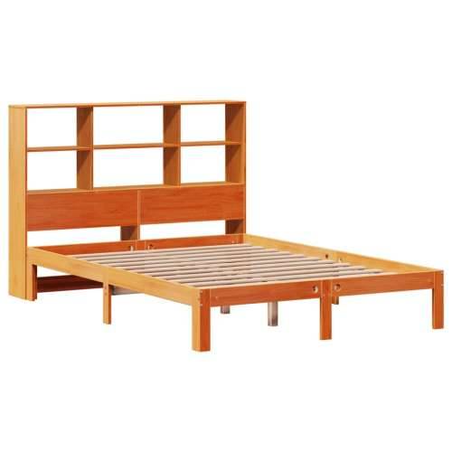 Krevet s regalom za knjige bez madraca 140 x 190 cm od borovine Voštano smeđa 140 x 190 cm Cijena