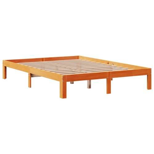 Krevet s regalom za knjige bez madraca 140 x 190 cm od borovine Voštano smeđa 140 x 190 cm Cijena