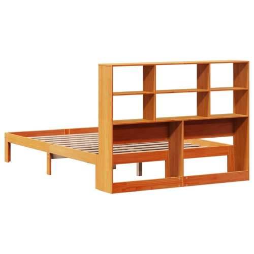 Krevet s regalom za knjige bez madraca 140 x 190 cm od borovine Voštano smeđa 140 x 190 cm Cijena