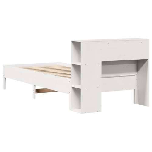 Krevet s regalom za knjige bez madraca bijeli 90x200cm borovina - Bijela 90 x 200 cm Cijena