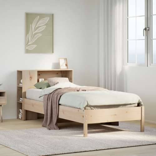 Krevet s regalom za knjige bez madraca 90x190 cm od borovine - Prirodna 90 x 190 cm Cijena