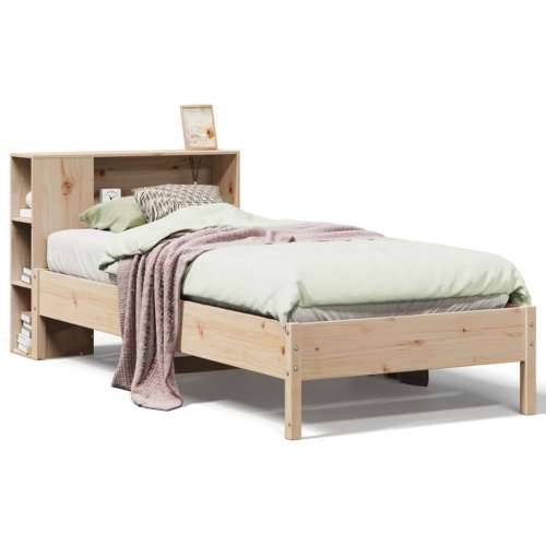 Krevet s regalom za knjige bez madraca 90x190 cm od borovine - Prirodna 90 x 190 cm Cijena