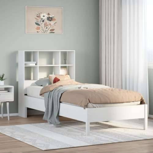 Krevet s regalom za knjige bez madraca bijeli 90x190cm borovina - Bijela 90 x 190 cm Cijena