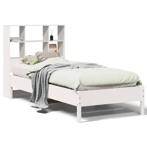 Krevet s regalom za knjige bez madraca bijeli 90x190cm borovina - Bijela 90 x 190 cm Cijena