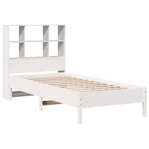 Krevet s regalom za knjige bez madraca bijeli 90x190cm borovina - Bijela 90 x 190 cm Cijena