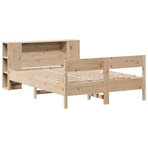 Krevet s regalom za knjige bez madraca 140x200 cm od borovine - Prirodna 140 x 200 cm Cijena