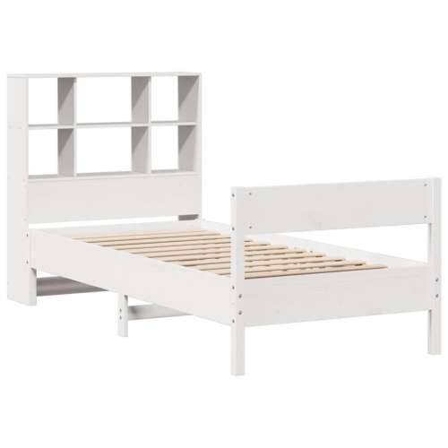 Krevet s regalom za knjige bez madraca bijeli 90x190cm borovina - Bijela 90 x 190 cm Cijena