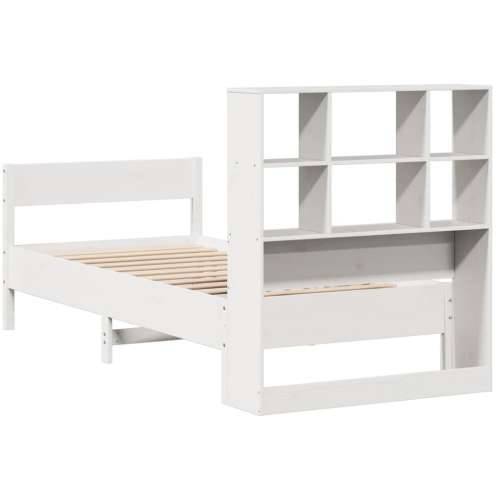 Krevet s regalom za knjige bez madraca bijeli 90x190cm borovina - Bijela 90 x 190 cm Cijena