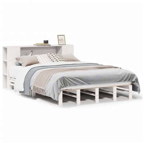 Krevet s regalom za knjige bez madraca bijeli 135x190cm od drva - Bijela 135 x 190 cm Cijena