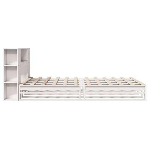 Krevet s regalom za knjige bez madraca bijeli 135x190cm od drva - Bijela 135 x 190 cm Cijena