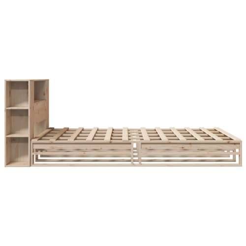 Krevet s regalom za knjige bez madraca 140x190 cm masivno drvo - Smeđa 140 x 190 cm Cijena