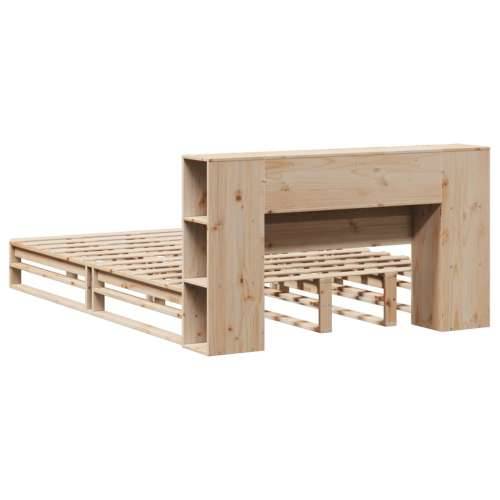 Krevet s regalom za knjige bez madraca 140x190 cm masivno drvo - Smeđa 140 x 190 cm Cijena