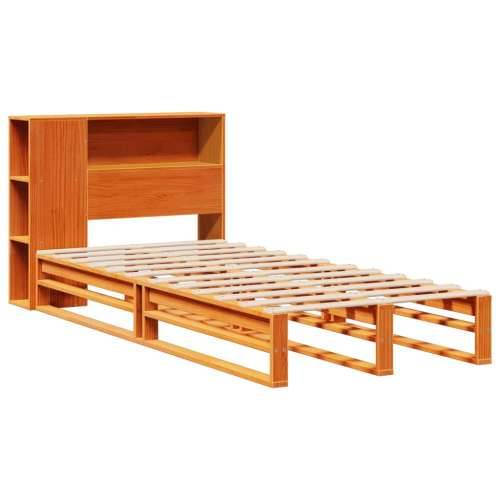 Krevet s regalom za knjige bez madraca 75 x 190 cm masivno drvo - Voštano smeđa 75 x 190 cm Cijena