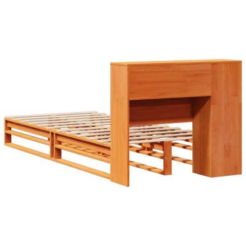 Krevet s regalom za knjige bez madraca 75 x 190 cm masivno drvo - Voštano smeđa 75 x 190 cm Cijena