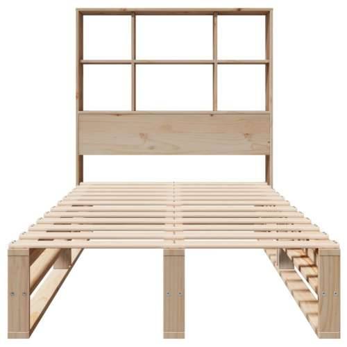 Krevet s regalom za knjige bez madraca 90x200 cm masivno drvo - Smeđa 90 x 200 cm Cijena