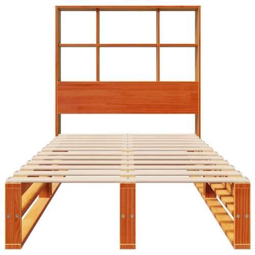 Krevet s regalom za knjige bez madraca 90 x 200 cm masivno drvo - Voštano smeđa 90 x 200 cm Cijena