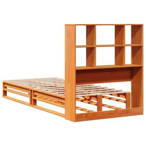 Krevet s regalom za knjige bez madraca 90 x 200 cm masivno drvo - Voštano smeđa 90 x 200 cm Cijena