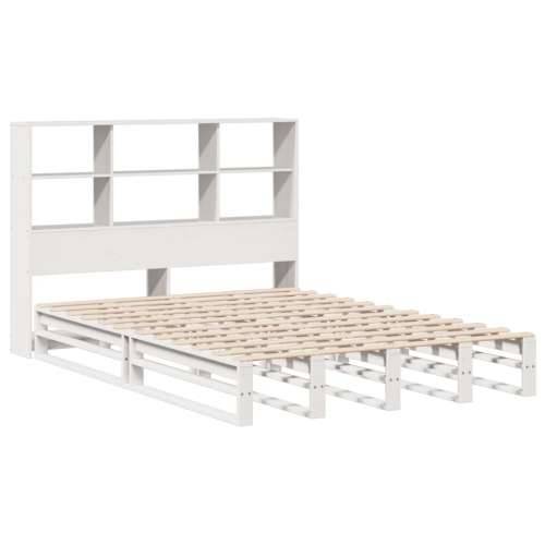 Krevet s regalom za knjige bez madraca bijeli 150x200cm od drva - Bijela 150 x 200 cm Cijena
