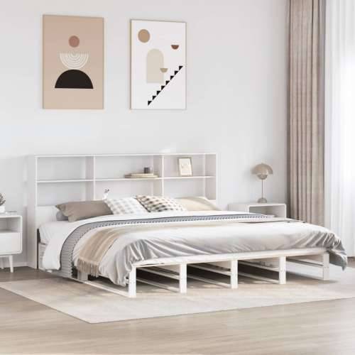 Krevet s regalom za knjige bez madraca bijeli 180x200cm od drva - Bijela 180 x 200 cm Cijena