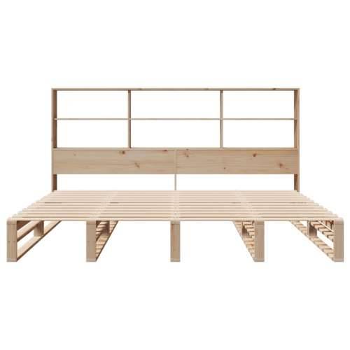 Krevet s regalom za knjige bez madraca 200x200 cm masivno drvo - Smeđa 200 x 200 cm Cijena