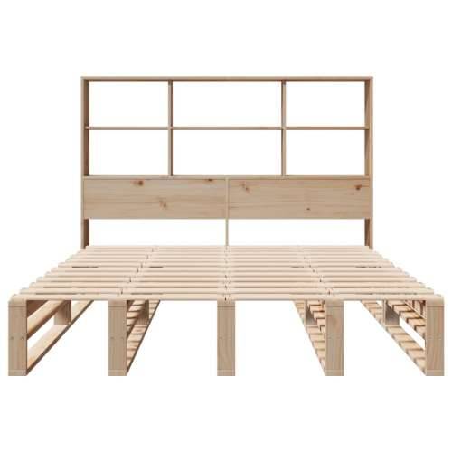 Krevet s regalom za knjige bez madraca 140x190 cm masivno drvo - Smeđa 140 x 190 cm Cijena