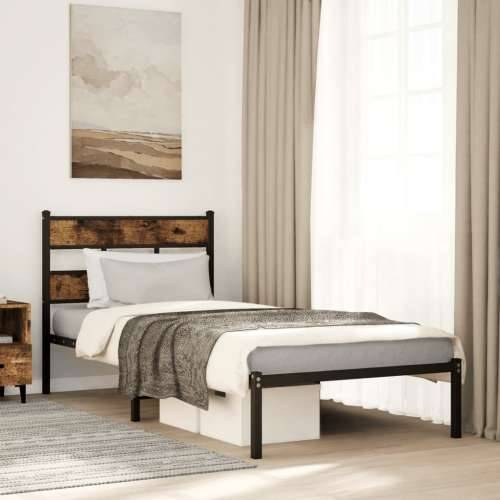 Metalni okvir kreveta bez madraca boja hrasta 90x190 cm - Dimljeni hrast 90 x 190 cm s uzglavljem Cijena