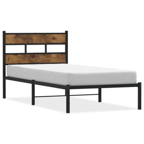 Metalni okvir kreveta bez madraca boja hrasta 90x190 cm - Dimljeni hrast 90 x 190 cm s uzglavljem Cijena