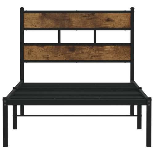 Metalni okvir kreveta bez madraca boja hrasta 90x190 cm - Dimljeni hrast 90 x 190 cm s uzglavljem Cijena