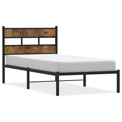 Metalni okvir kreveta bez madraca boja hrasta 100x190 cm - Dimljeni hrast 100 x 190 cm s uzglavljem Cijena