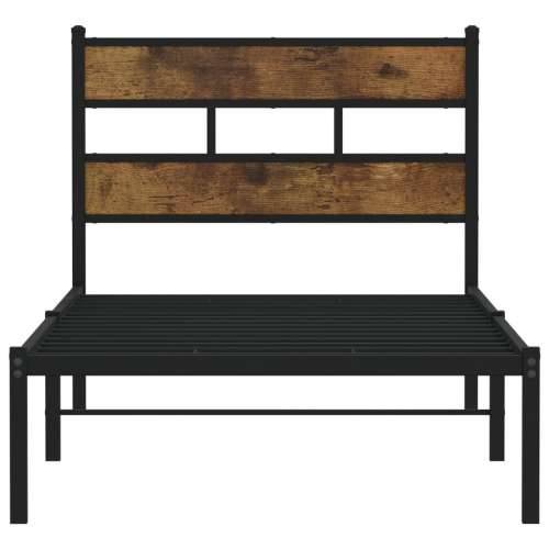 Metalni okvir kreveta bez madraca boja hrasta 100x190 cm - Dimljeni hrast 100 x 190 cm s uzglavljem Cijena