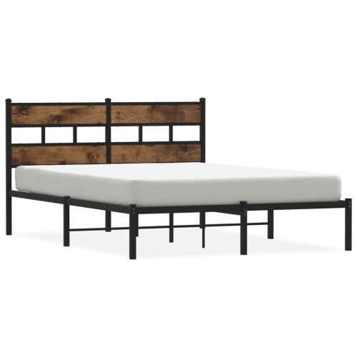 Metalni okvir kreveta bez madraca boja hrasta 140x190 cm Dimljeni hrast 140 x 190 cm s uzglavljem Cijena