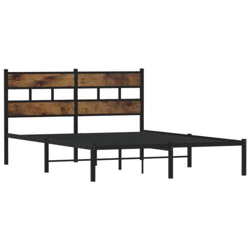 Metalni okvir kreveta bez madraca boja hrasta 140x190 cm Dimljeni hrast 140 x 190 cm s uzglavljem Cijena