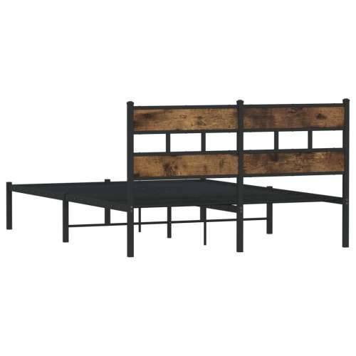 Metalni okvir kreveta bez madraca boja hrasta 140x190 cm Dimljeni hrast 140 x 190 cm s uzglavljem Cijena